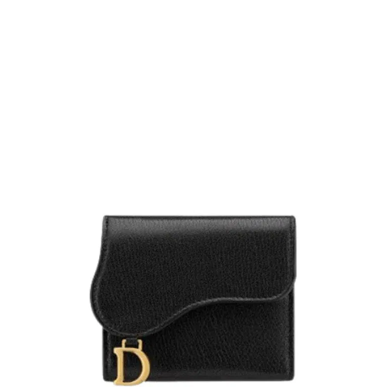 Luxury Bags dir SADDLE LOTUS WALLET BLACK GOATSKIN 11CM S5652CCEH M900