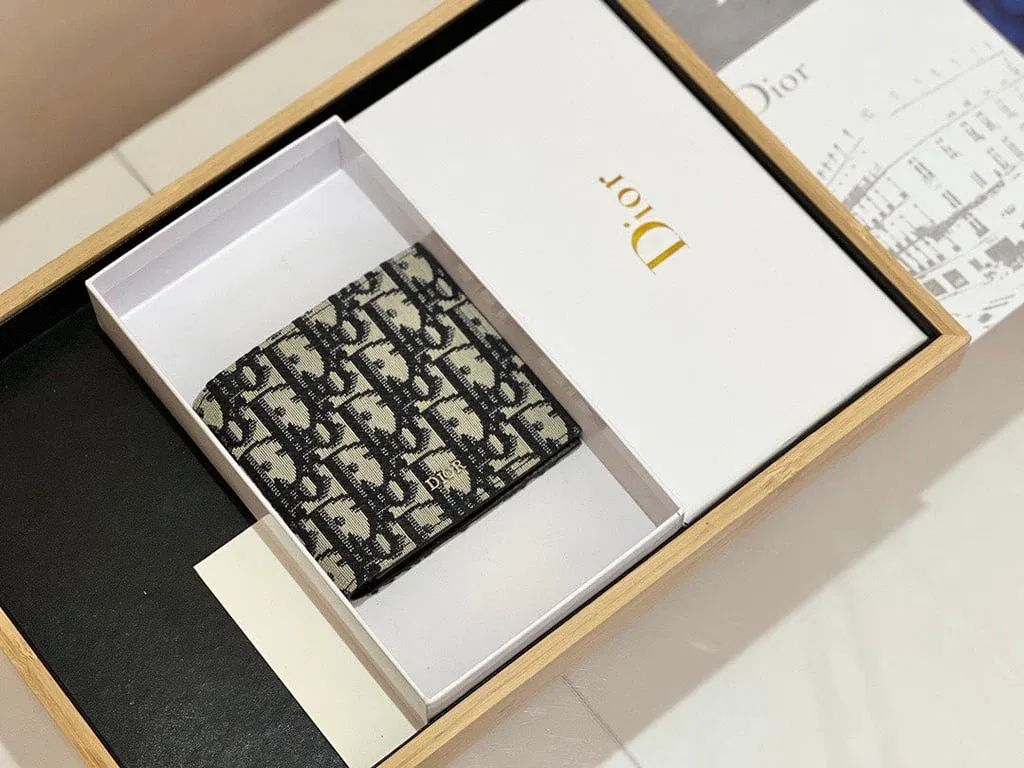 Luxury Bags dir WALLET BEIGE AND BLACK OBLIQUE JACQUARD 11CM 2OBBH027YSE H05E — image 4