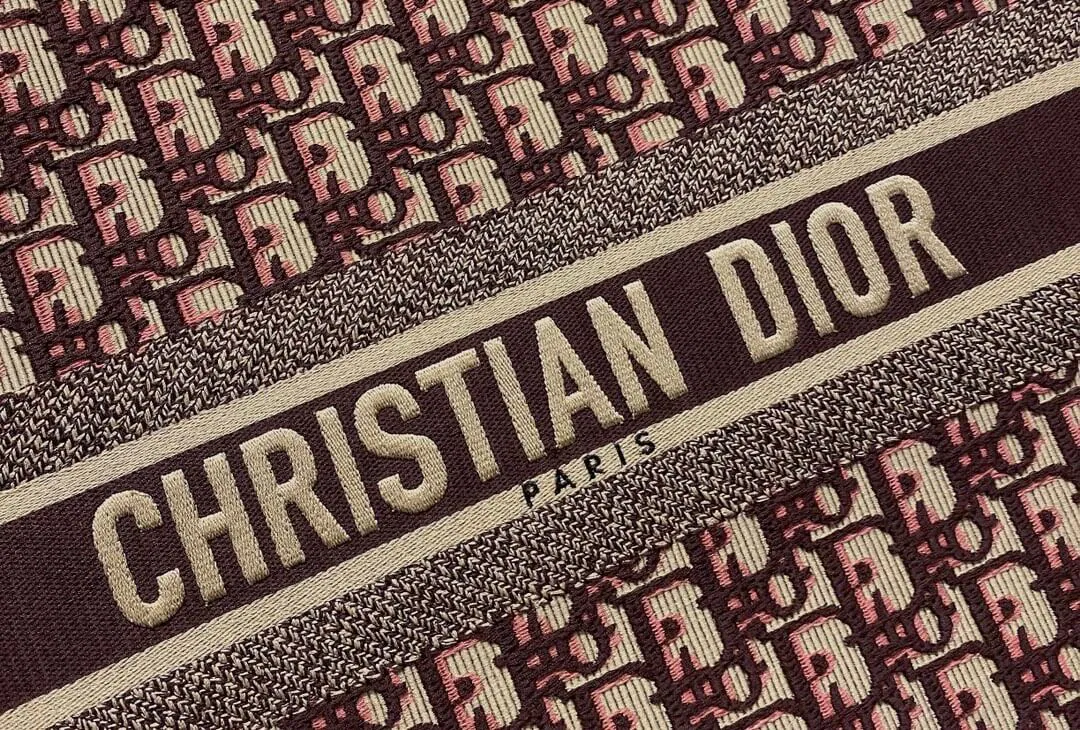 Luxury Bags DIR1286 Book bag Tote Embroidery 36.5cm 41.5cm Handbag purple red — image 4