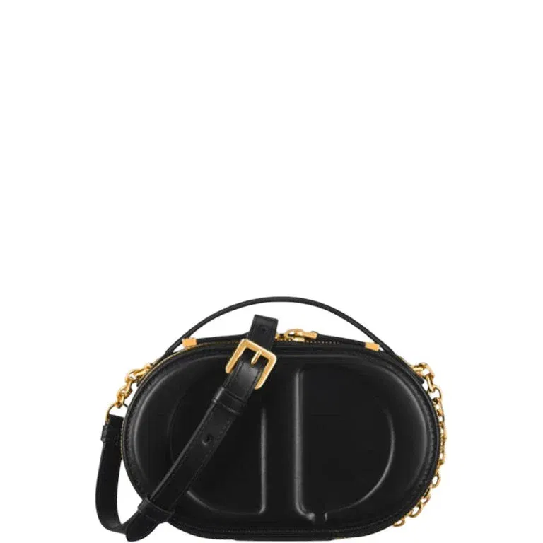 Luxury Bags DIR SIGNATURE OVAL CAMERA BAG BLACK CALFSKIN 18CM