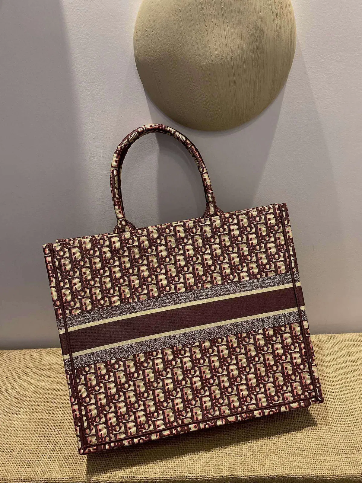 Luxury Bags DIR1286 Book bag Tote Embroidery 36.5cm 41.5cm Handbag purple red — image 7