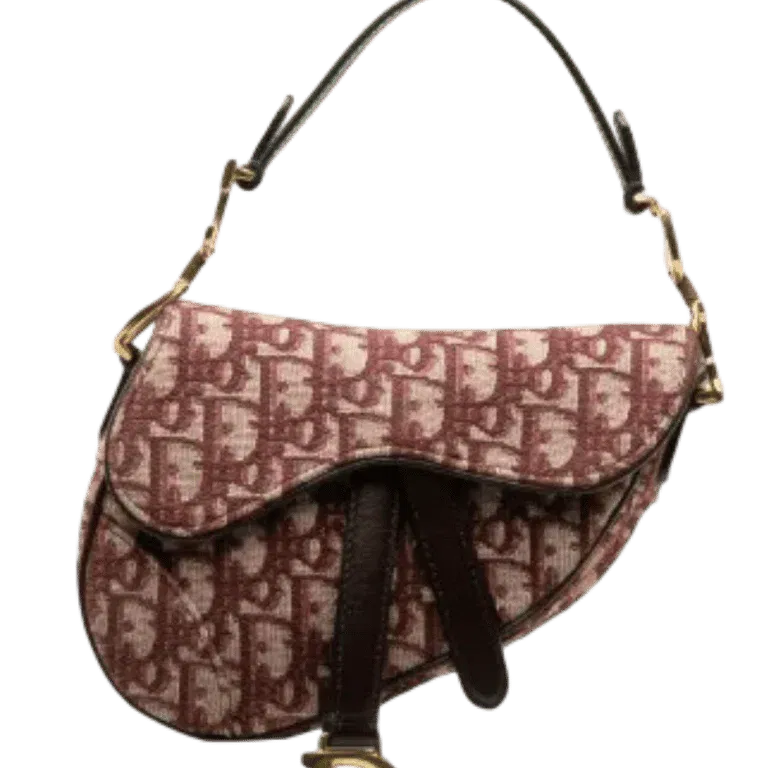 Luxury Bags DIR SADDLE BAG DIR OBLIQUE EMBROIDERY RED 24CM